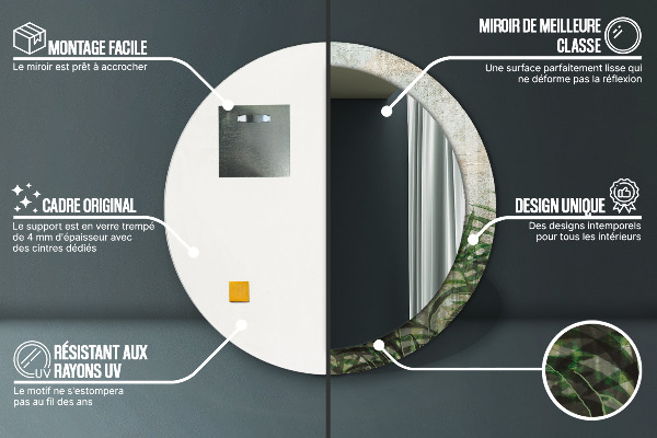 Rund spegel med tryck Ormbunksblad