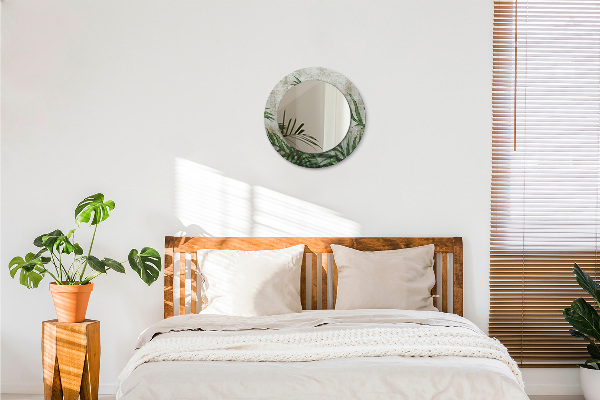 Rund spegel med tryck Ormbunksblad