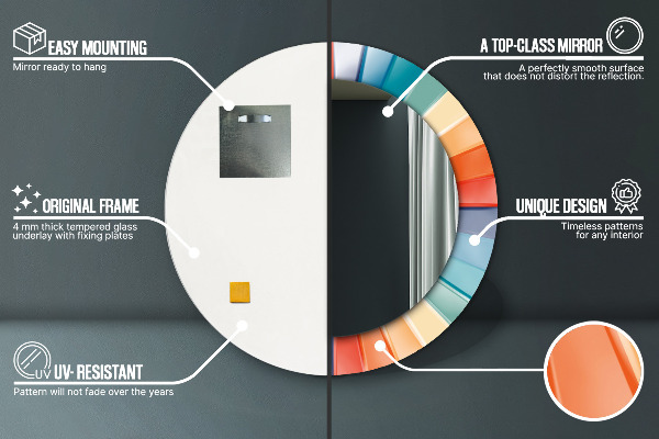 Rund spegel med tryck Radiella koncentriska ränder