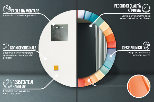 Rund spegel med tryck Radiella koncentriska ränder