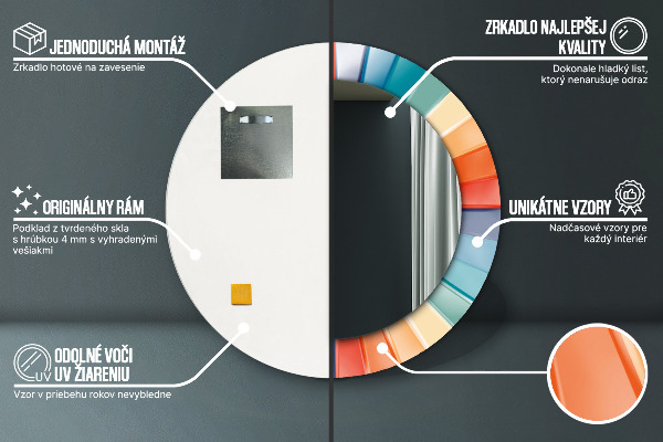 Rund spegel med tryck Radiella koncentriska ränder