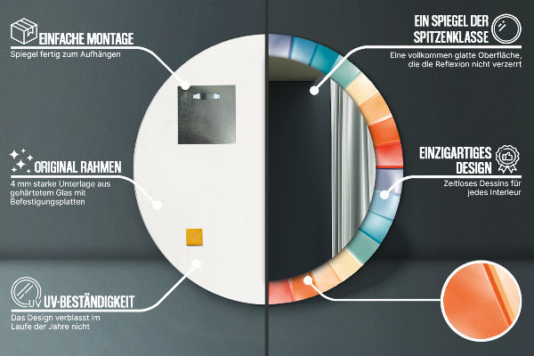 Rund spegel med tryck Radiella koncentriska ränder