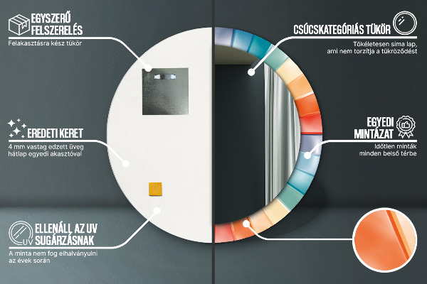 Rund spegel med tryck Radiella koncentriska ränder