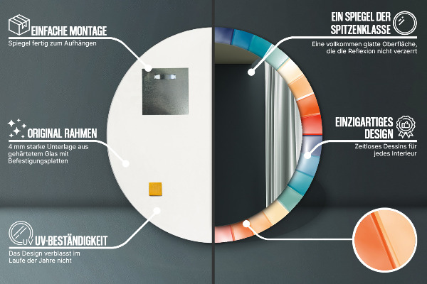 Rund spegel med tryck Radiella koncentriska ränder