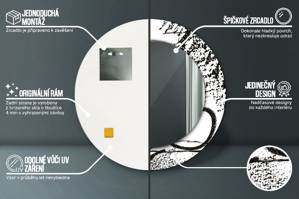 Rund spegel med tryck Graffiti mönster