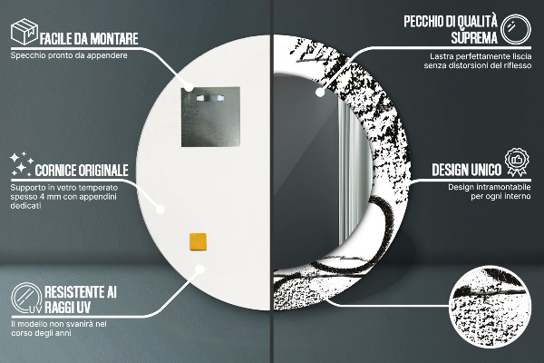 Rund spegel med tryck Graffiti mönster