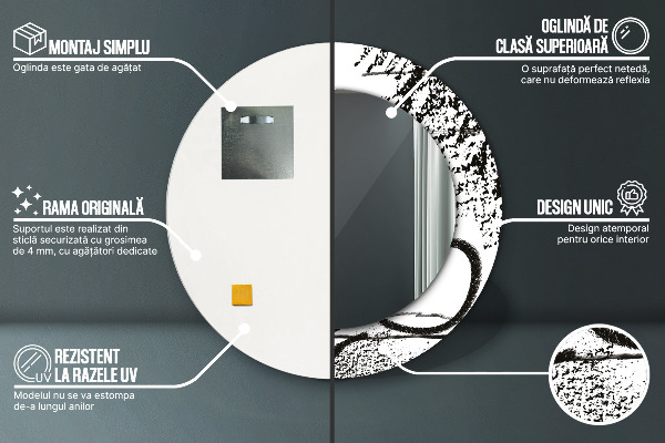 Rund spegel med tryck Graffiti mönster