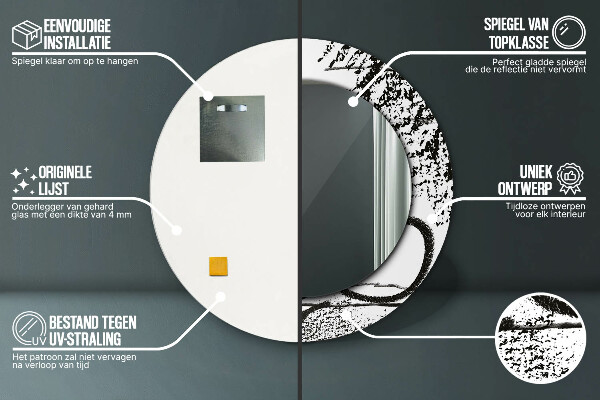Rund spegel med tryck Graffiti mönster