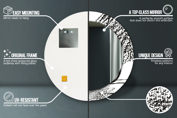 Rund spegel med tryck Graffiti mönster