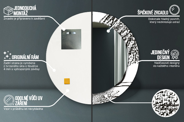 Rund spegel med tryck Graffiti mönster