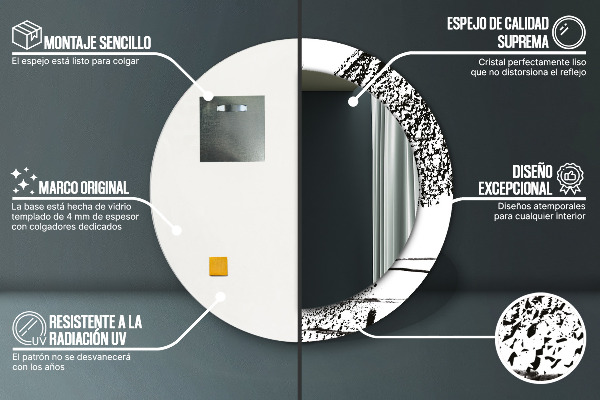 Rund spegel med tryck Graffiti mönster