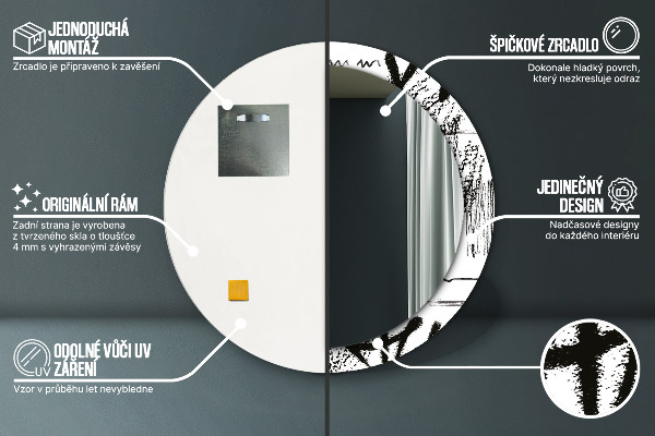 Rund spegel med tryck Graffiti mönster