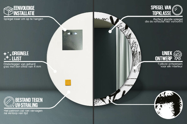 Rund spegel med tryck Graffiti mönster