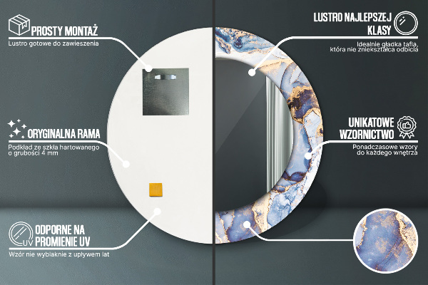 Rund spegel med tryck Abstrakt flytande konst