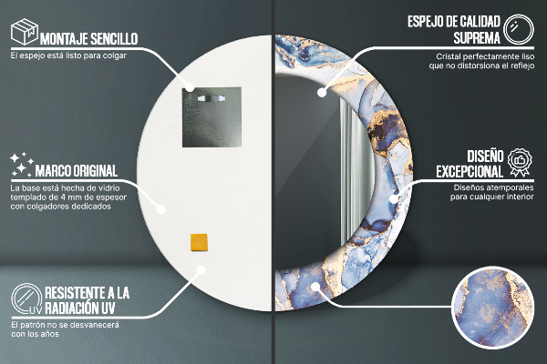 Rund spegel med tryck Abstrakt flytande konst