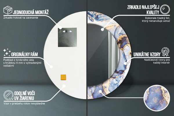 Rund spegel med tryck Abstrakt flytande konst