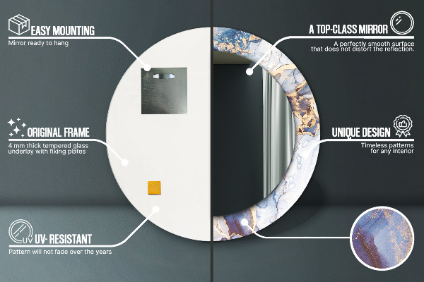 Rund spegel med tryck Abstrakt flytande konst