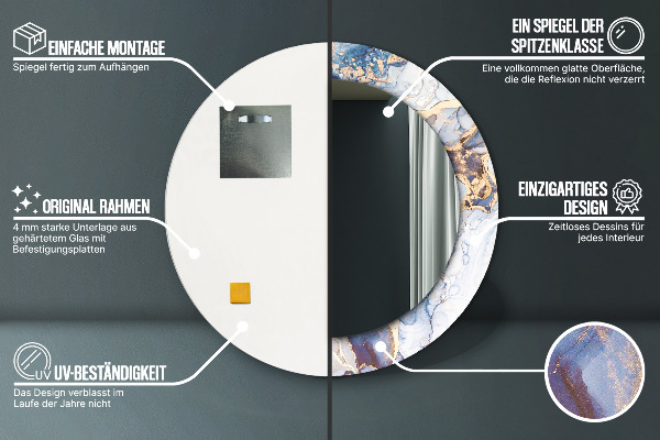Rund spegel med tryck Abstrakt flytande konst
