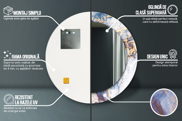 Rund spegel med tryck Abstrakt flytande konst