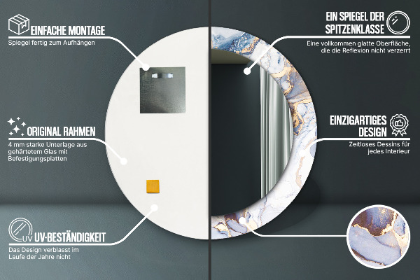 Rund spegel med tryck Abstrakt flytande konst
