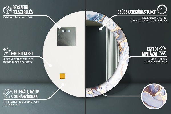 Rund spegel med tryck Abstrakt flytande konst