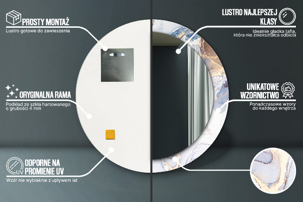 Rund spegel med tryck Abstrakt flytande konst