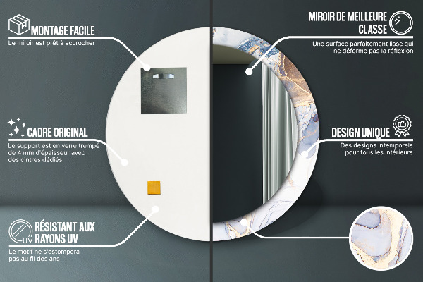 Rund spegel med tryck Abstrakt flytande konst