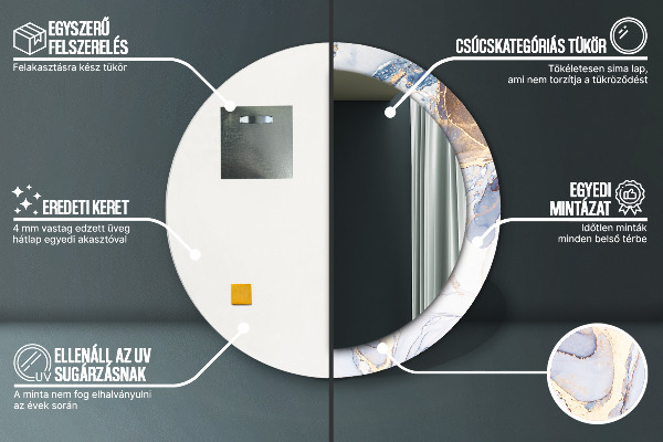 Rund spegel med tryck Abstrakt flytande konst