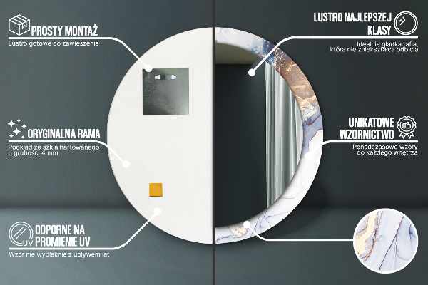 Rund spegel med tryck Abstrakt flytande konst