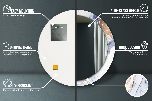 Rund spegel med tryck Abstrakt flytande konst