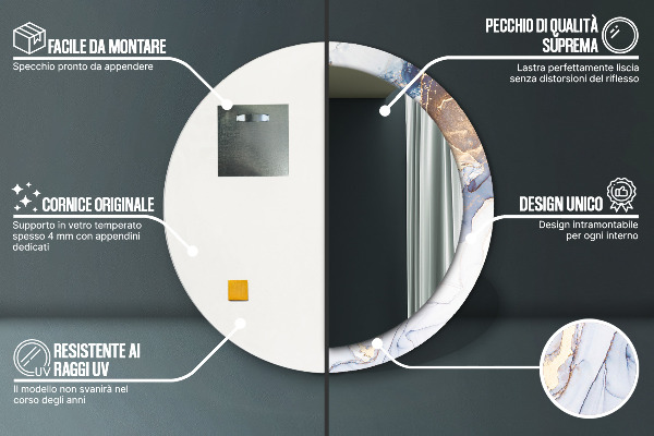 Rund spegel med tryck Abstrakt flytande konst