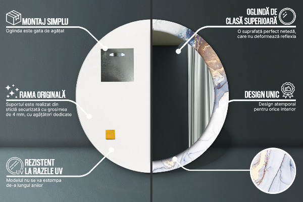 Rund spegel med tryck Abstrakt flytande konst