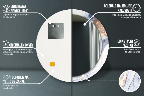 Rund spegel med tryck Abstrakt flytande konst