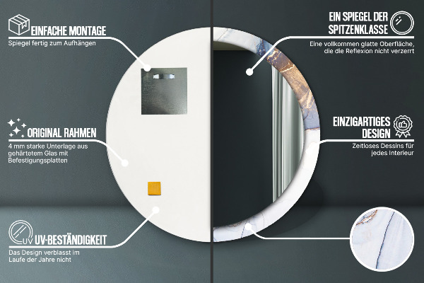 Rund spegel med tryck Abstrakt flytande konst