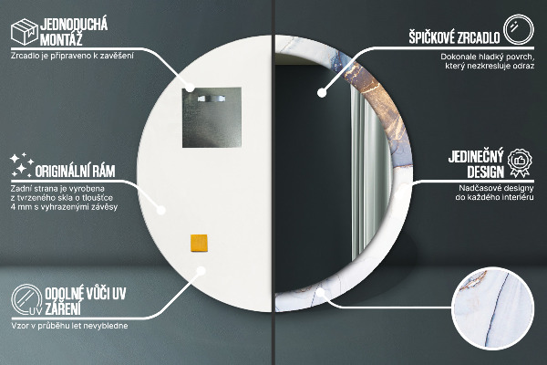 Rund spegel med tryck Abstrakt flytande konst