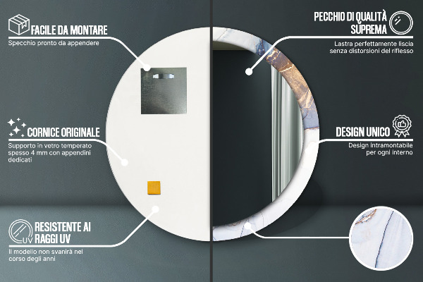 Rund spegel med tryck Abstrakt flytande konst