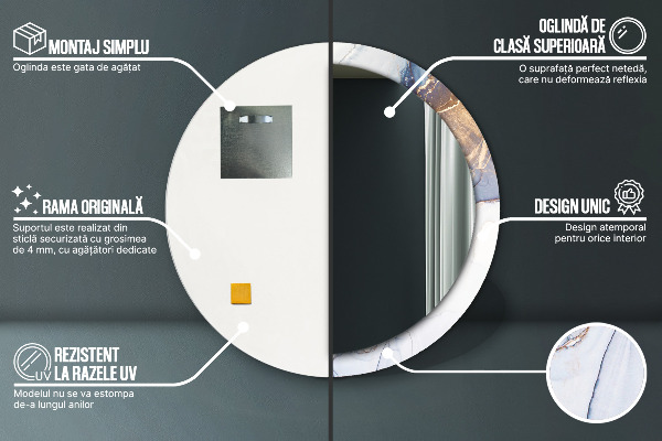 Rund spegel med tryck Abstrakt flytande konst