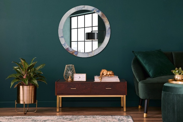 Rund spegel med tryck Abstrakt flytande konst