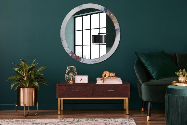 Rund spegel med tryck Abstrakt flytande konst