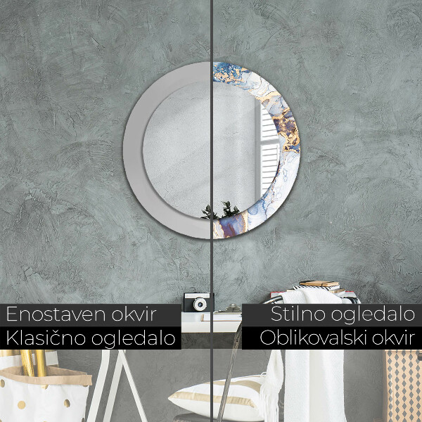 Rund spegel med tryck Abstrakt flytande konst