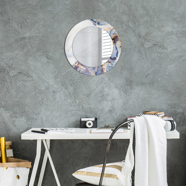 Rund spegel med tryck Abstrakt flytande konst