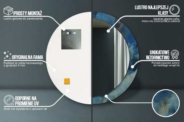 Rund spegel med tryck Onyx marmor