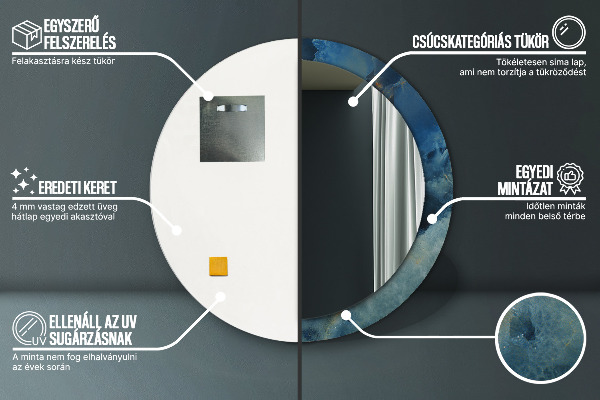 Rund spegel med tryck Onyx marmor