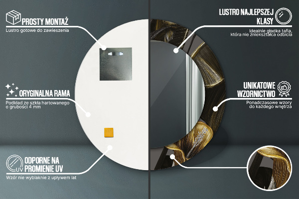 Rund spegel med tryck Hibiskus blommor