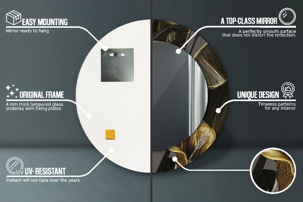 Rund spegel med tryck Hibiskus blommor