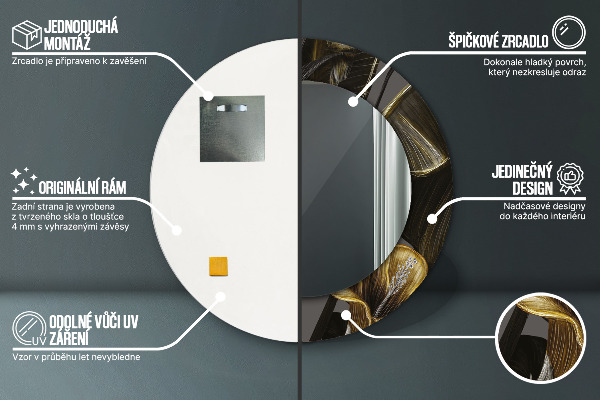 Rund spegel med tryck Hibiskus blommor