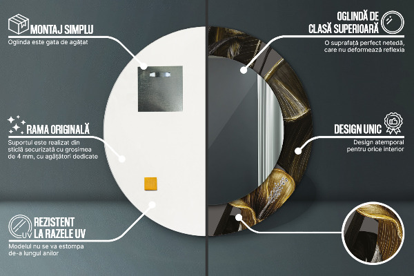 Rund spegel med tryck Hibiskus blommor