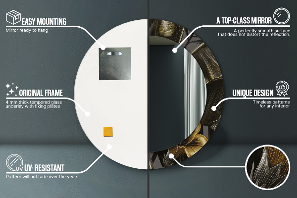 Rund spegel med tryck Hibiskus blommor