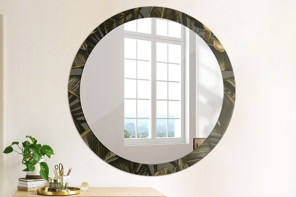 Rund spegel med tryck Hibiskus blommor