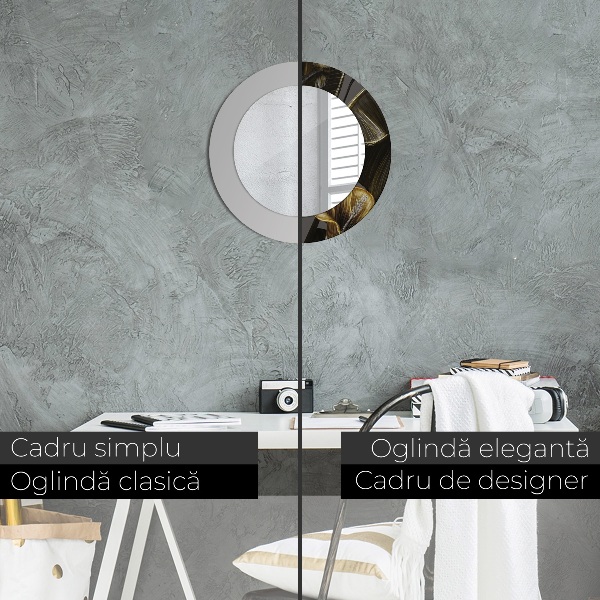 Rund spegel med tryck Hibiskus blommor